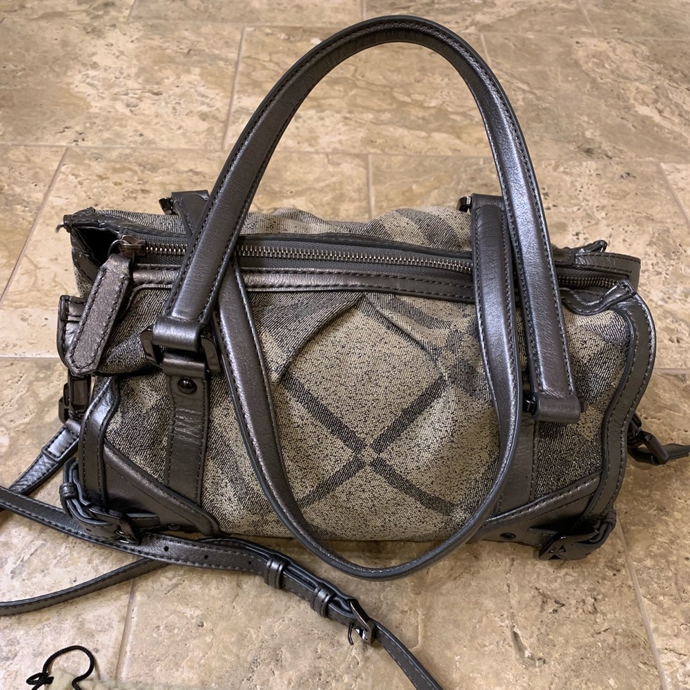 Burberry Trench Check (Metallic Gray) Handbag